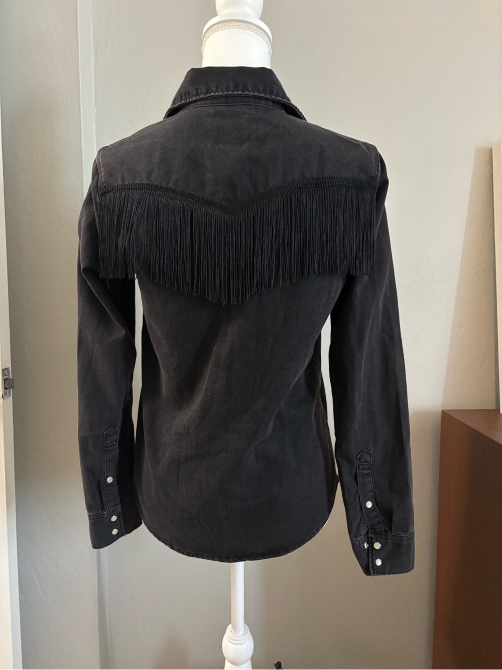 Levi's Black Fringe Western Long Sleeve Shirt Size XS